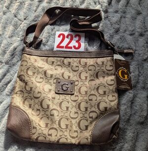 Lot 223 Guess Monogram Cross Bag With Cloth Strap